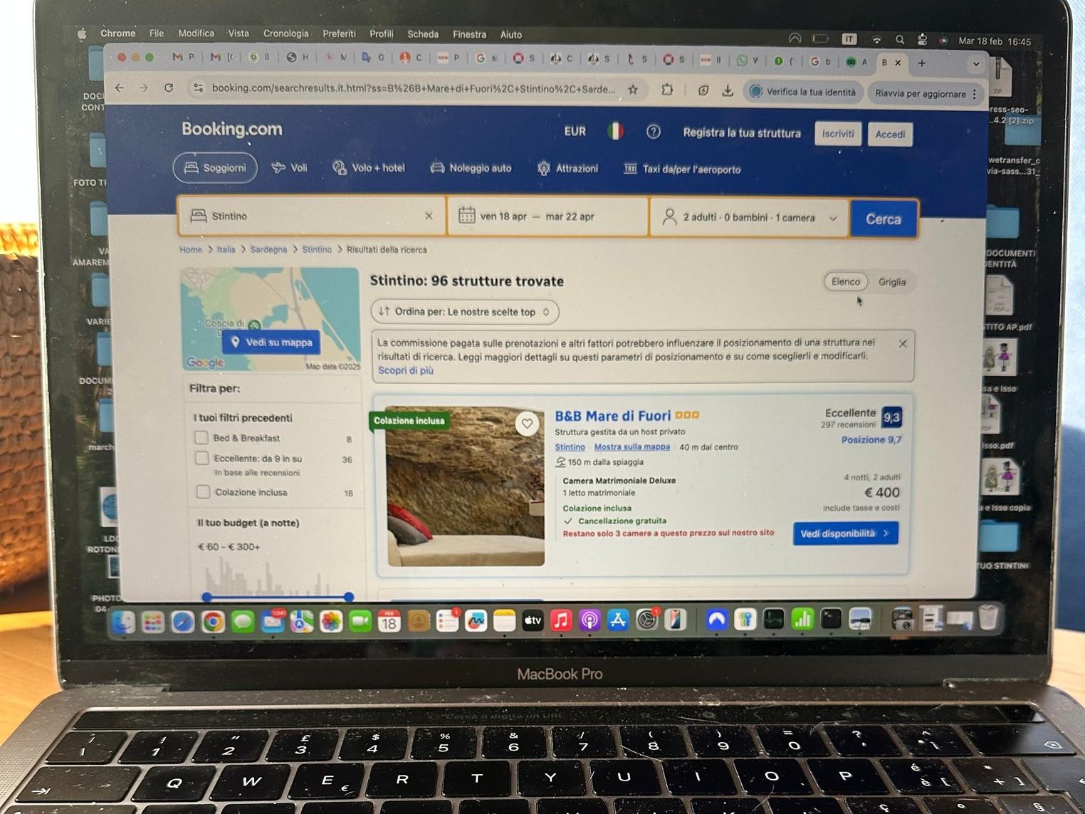 Schermata di Booking.com su pc